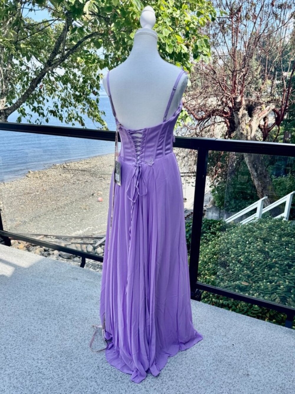 House of CB Pascha Lilac Orchid Butterfly Corset Maxi Dress Gown M NWT - Picture 8 of 12
